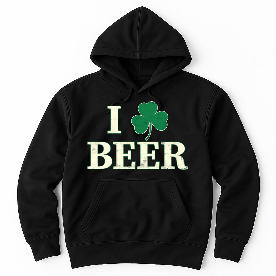 I Love Beer Shamrock  Hoodie