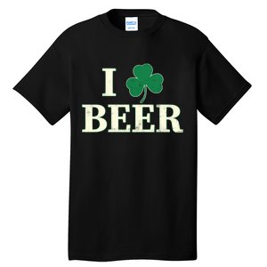 I Love Beer Shamrock  Tall T-Shirt