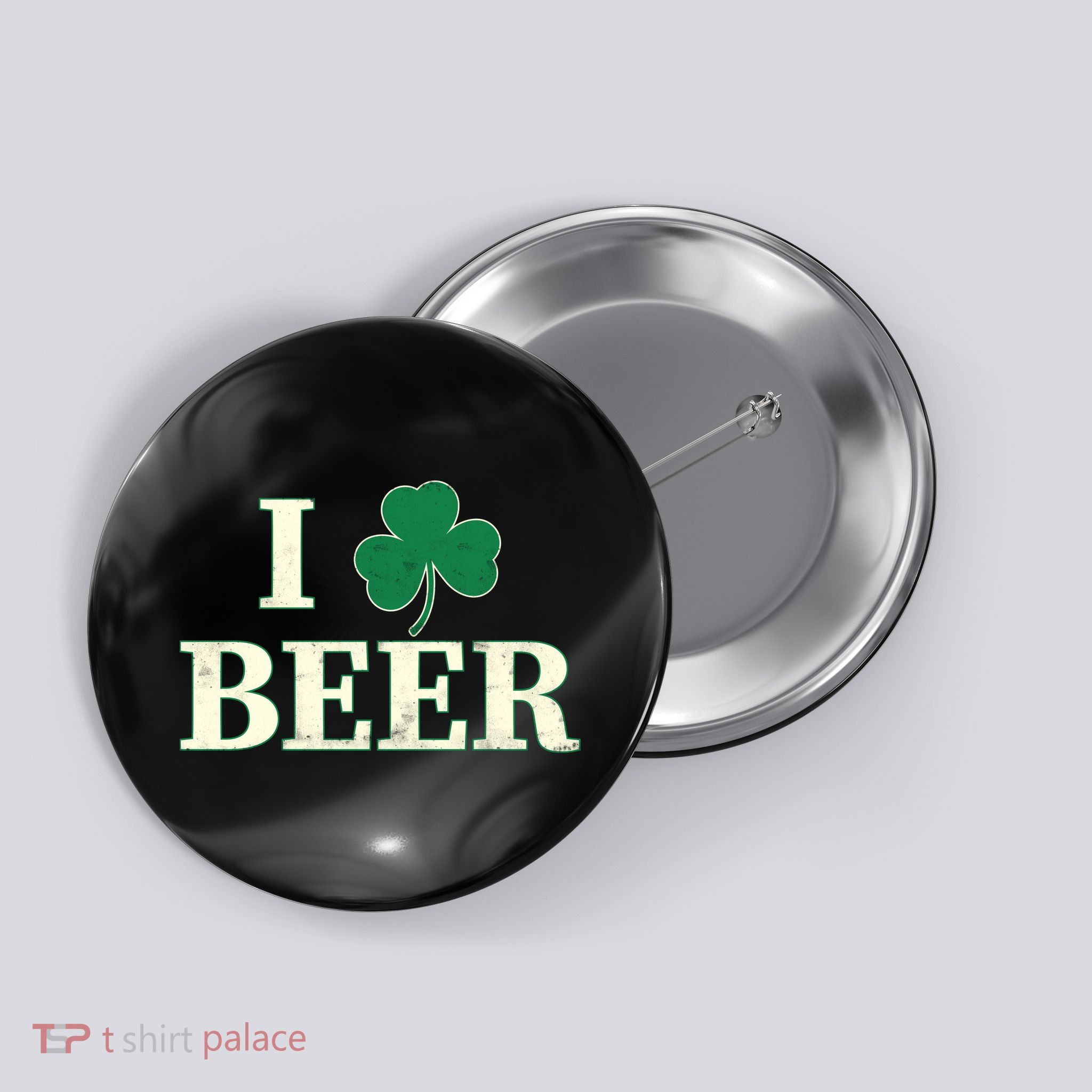 I Love Beer Shamrock  Button