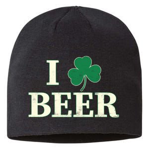 I Love Beer Shamrock  Sustainable Beanie