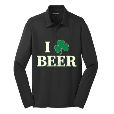 I Love Beer Shamrock  Silk Touch Performance Long Sleeve Polo