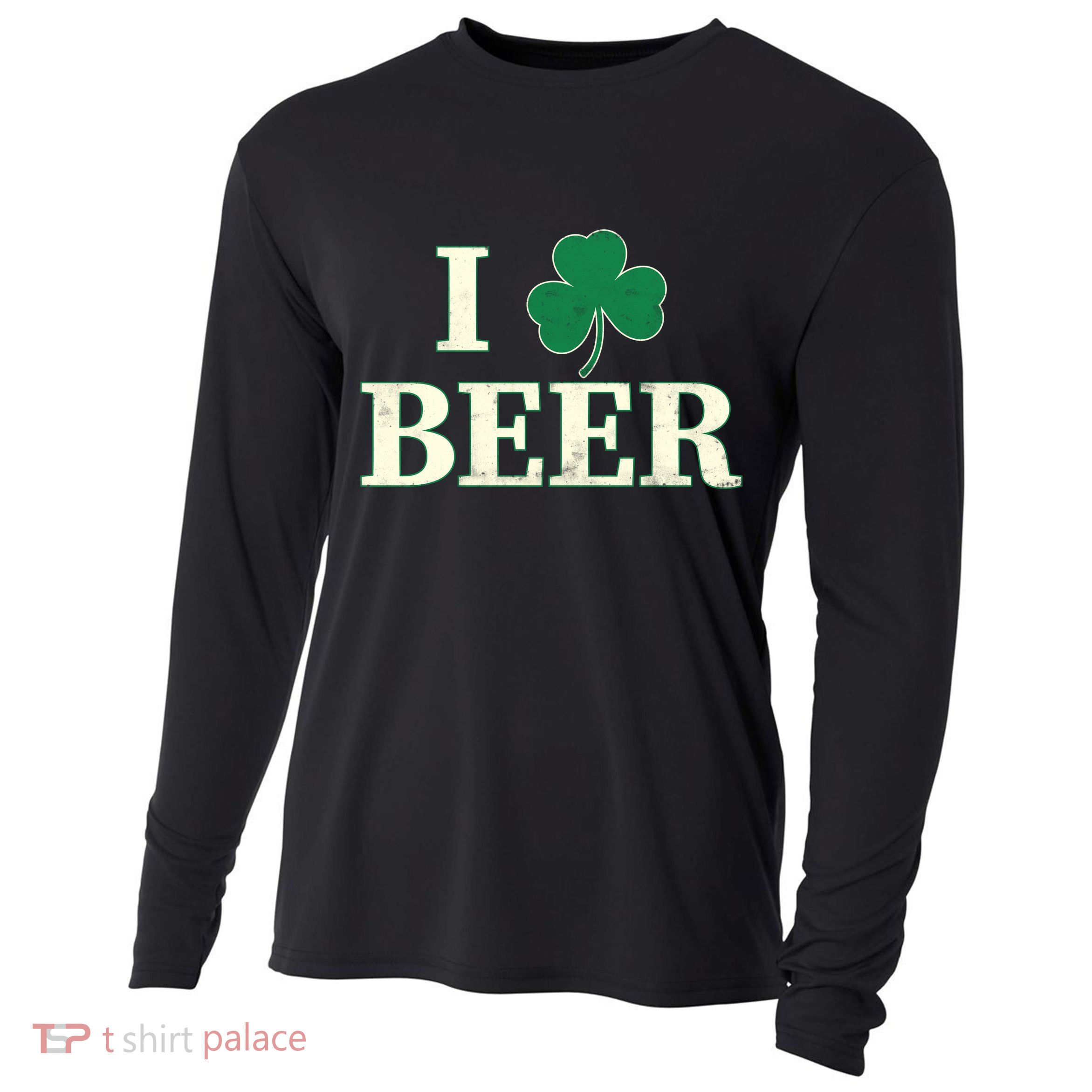 I Love Beer Shamrock  Cooling Performance Long Sleeve Crew