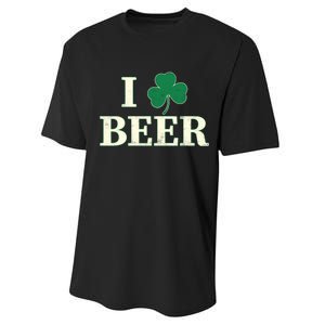 I Love Beer Shamrock  Performance Sprint T-Shirt