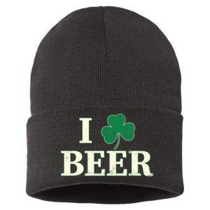 I Love Beer Shamrock  Sustainable Knit Beanie