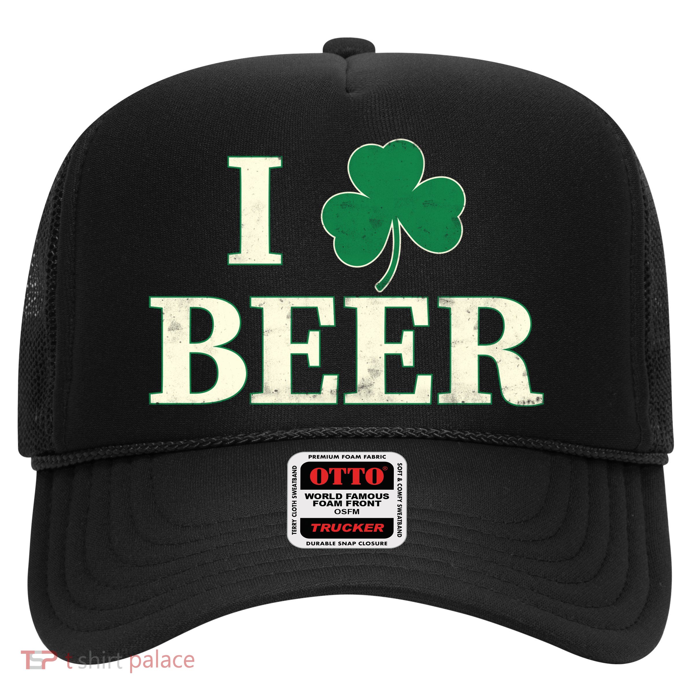 I Love Beer Shamrock  Trucker Hat