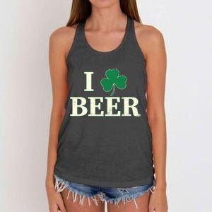 I Love Beer Shamrock  Women's Knotted Racerback Tank