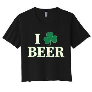 I Love Beer Shamrock  Women's Crop Top Tee