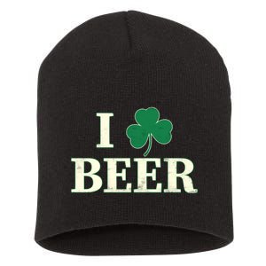 I Love Beer Shamrock  Short Acrylic Beanie