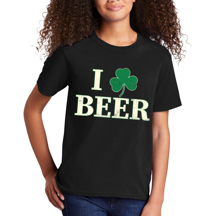 I Love Beer Shamrock  Kids T-Shirt