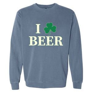 I Love Beer Shamrock  Garment-Dyed Sweatshirt