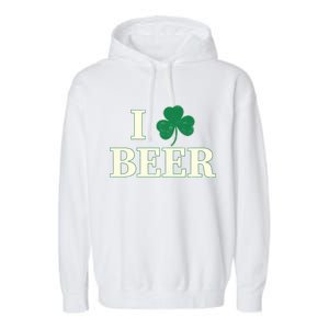 I Love Beer Shamrock  Garment-Dyed Fleece Hoodie