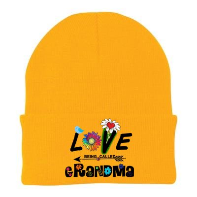 I Love Being Called Grandma Floral Knit Cap Winter Beanie