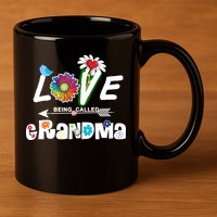 I Love Being Called Grandma Floral 11oz C Handle Ceramic Mug