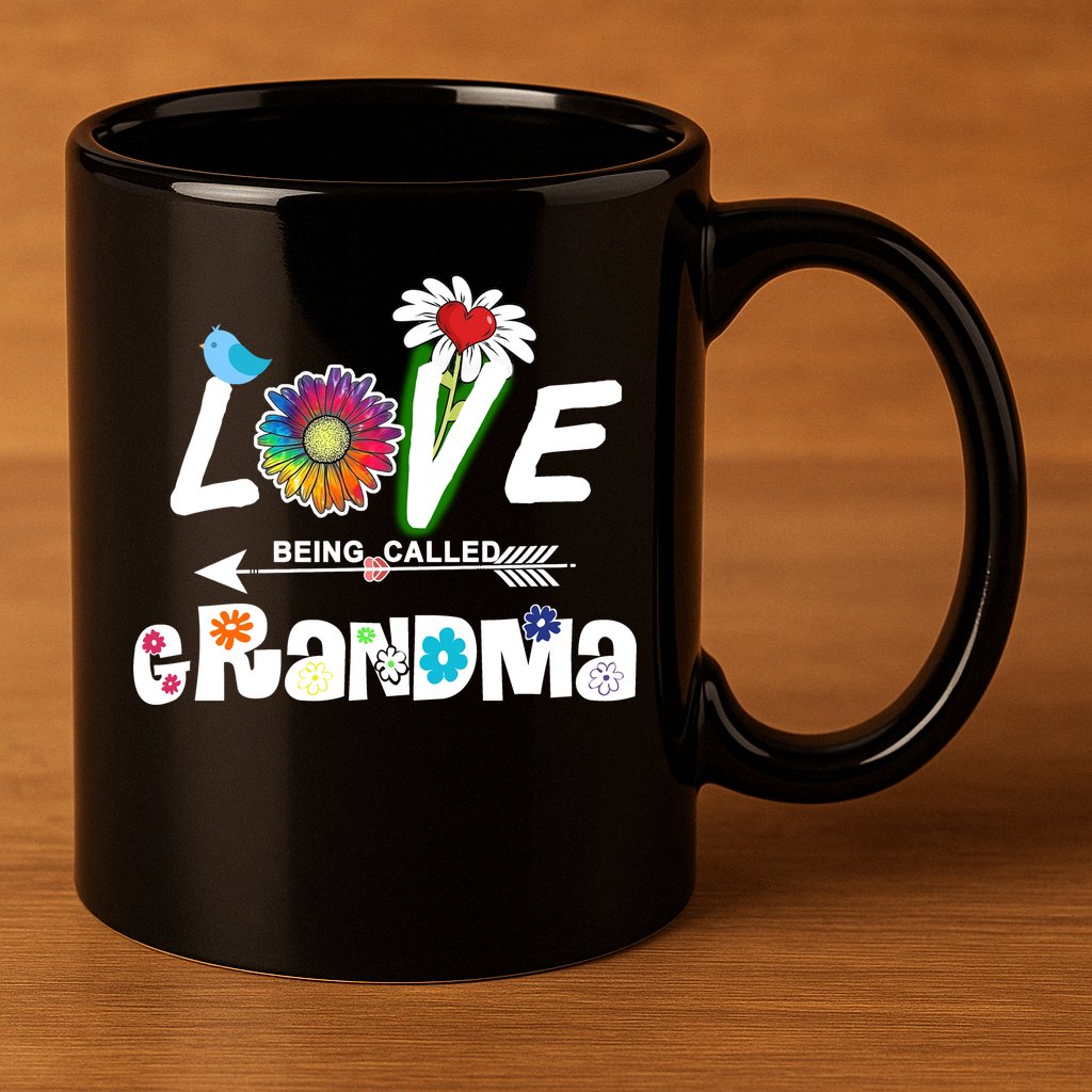 I Love Being Called Grandma Floral 11oz C Handle Ceramic Mug