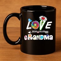 I Love Being Called Grandma Floral 11oz C Handle Ceramic Mug