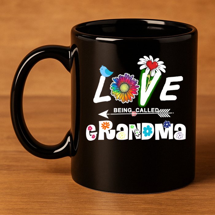 I Love Being Called Grandma Floral 11oz C Handle Ceramic Mug