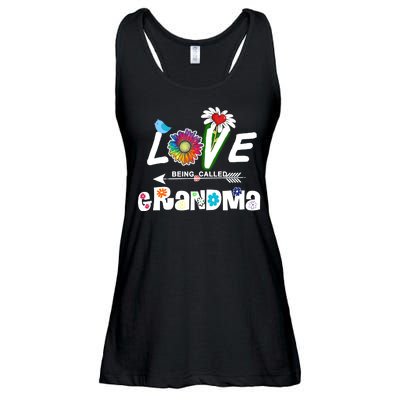 I Love Being Called Grandma Floral Ladies Essential Flowy Tank