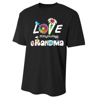 I Love Being Called Grandma Floral Performance Sprint T-Shirt