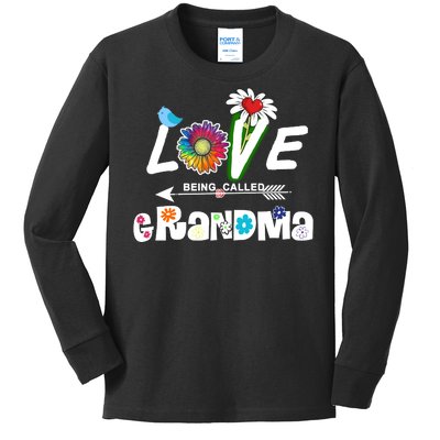 I Love Being Called Grandma Floral Kids Long Sleeve Shirt