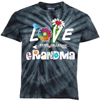 I Love Being Called Grandma Floral Kids Tie-Dye T-Shirt