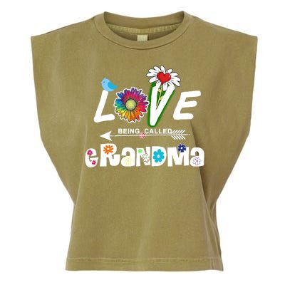 I Love Being Called Grandma Floral Garment-Dyed Women's Muscle Tee