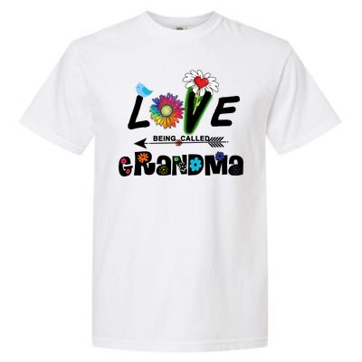 I Love Being Called Grandma Floral Garment-Dyed Heavyweight T-Shirt