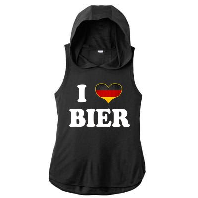 I Love Bier Octoberfest Beer Drinking Germany Flag Ladies PosiCharge Tri-Blend Wicking Draft Hoodie Tank