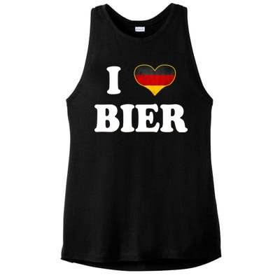 I Love Bier Octoberfest Beer Drinking Germany Flag Ladies PosiCharge Tri-Blend Wicking Tank