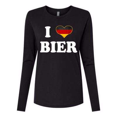 I Love Bier Octoberfest Beer Drinking Germany Flag Womens Cotton Relaxed Long Sleeve T-Shirt