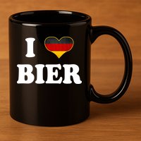 I Love Bier Octoberfest Beer Drinking Germany Flag 11oz C Handle Ceramic Mug