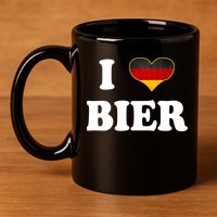I Love Bier Octoberfest Beer Drinking Germany Flag 11oz C Handle Ceramic Mug