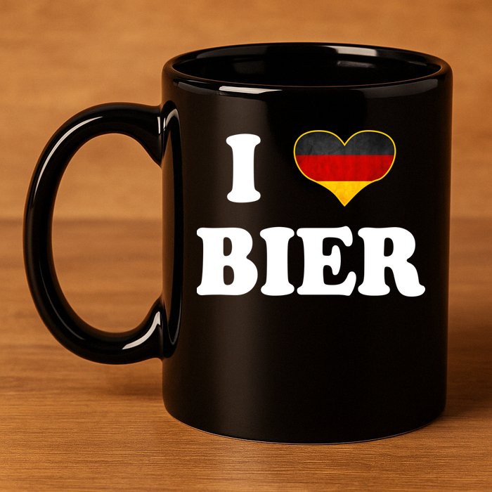 I Love Bier Octoberfest Beer Drinking Germany Flag 11oz C Handle Ceramic Mug