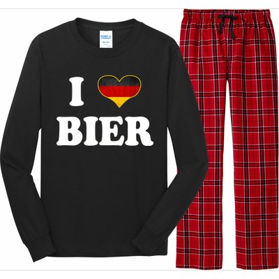 I Love Bier Octoberfest Beer Drinking Germany Flag Long Sleeve Pajama Set