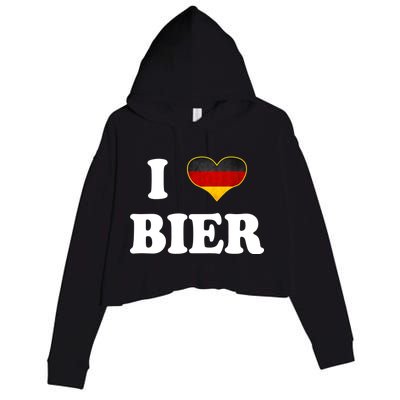 I Love Bier Octoberfest Beer Drinking Germany Flag Crop Fleece Hoodie