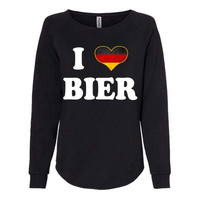 I Love Bier Octoberfest Beer Drinking Germany Flag Womens California Wash Sweatshirt