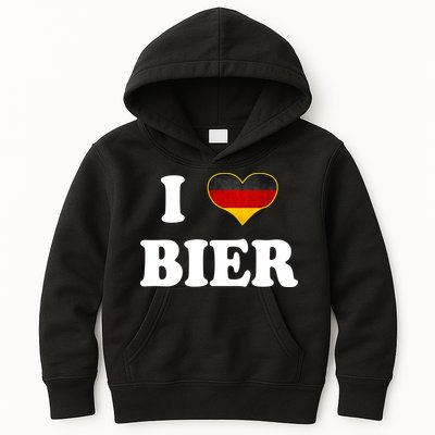 I Love Bier Octoberfest Beer Drinking Germany Flag Kids Hoodie