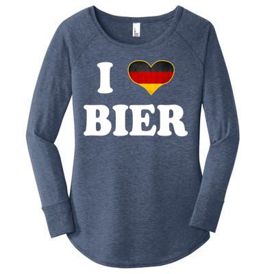 I Love Bier Octoberfest Beer Drinking Germany Flag Women's Perfect Tri Tunic Long Sleeve Shirt