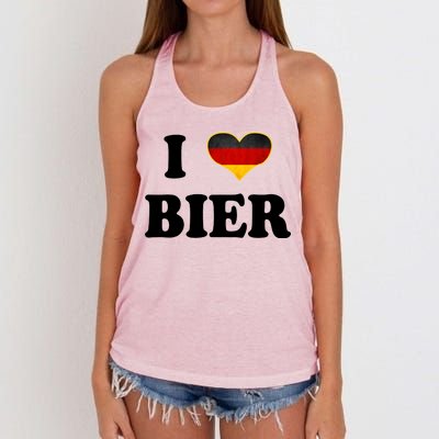 I Love Bier Octoberfest Beer Drinking Germany Flag Women's Knotted Racerback Tank