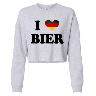 I Love Bier Octoberfest Beer Drinking Germany Flag Cropped Pullover Crew