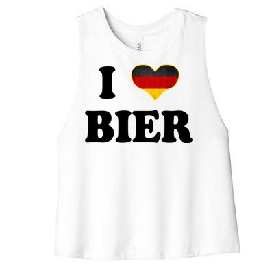 I Love Bier Octoberfest Beer Drinking Germany Flag Women's Racerback Cropped Tank