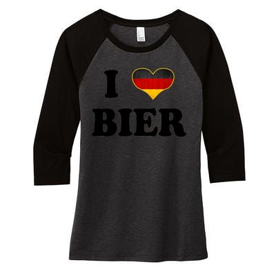 I Love Bier Octoberfest Beer Drinking Germany Flag Women's Tri-Blend 3/4-Sleeve Raglan Shirt