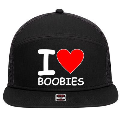 I Love Boobies 7 Panel Mesh Trucker Snapback Hat