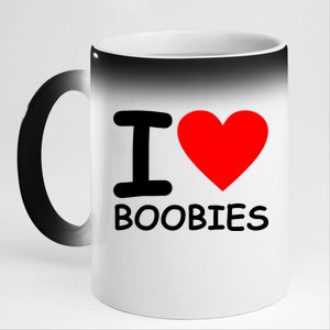 I Love Boobies 11oz Black Color Changing Mug