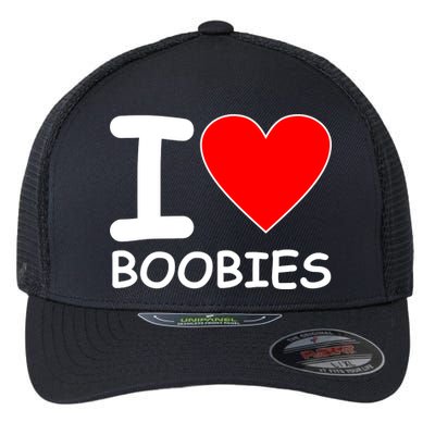 I Love Boobies Flexfit Unipanel Trucker Cap