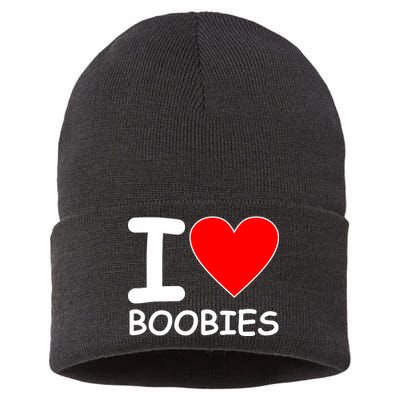 I Love Boobies Sustainable Knit Beanie