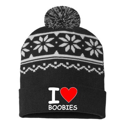 I Love Boobies USA-Made Snowflake Beanie