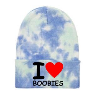 I Love Boobies Tie Dye 12in Knit Beanie