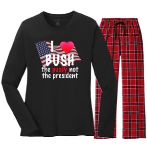 I Love Bush Funny Women's Long Sleeve Flannel Pajama Set 