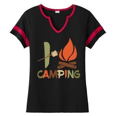 I Love Camping Campfire And S'more Ladies Halftime Notch Neck Tee