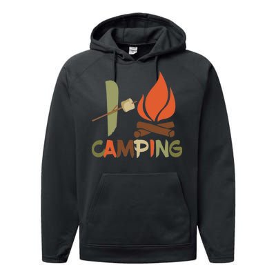 I Love Camping Campfire And S'more Performance Fleece Hoodie